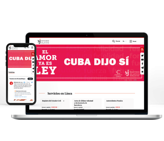 Sitio Web creado por Lombao SURL a solicitud del Ministerio de Justicia de la República de Cuba, MINJUS, con el objetivo de rediseñar funcionalidades, de cara a la comunicación y a los servicios que presta el Ministerio y a su integración posterior con el Gobierno Electrónico